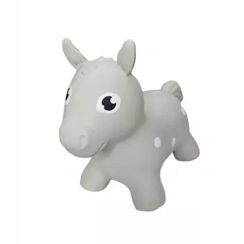 Gerardo's Toys grå hest hoppedyr til børn fra 12 måneder, oppustelig hopper med pumpe, belastbar op til 50 kg, til inde og ude