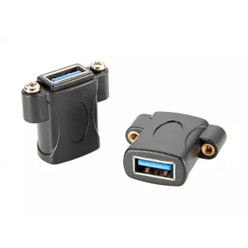 EXSYS EX-49301 USB 3.2 Gen 1 Panel Mount Adapter, USB-A Female to USB-A Female, 5Gbps, Black
