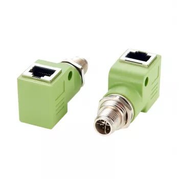 EXSYS M12 X-kodet 8-polet stik til RJ45 hun 90° industriel Ethernet-adapter, 10Gbps, IP67, afskærmet EX-49542