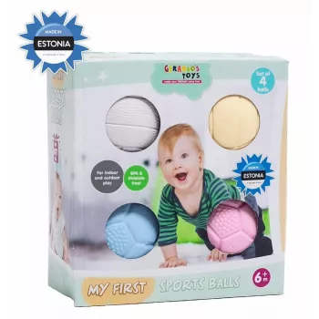 Gerardo's Toys GT7710 baby-massage- og sensorikboldsæt, 4 stk., forskellige teksturer og farver, fra 6 måneder