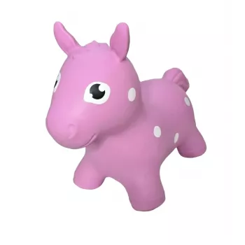 Gerardo's Toys pink hoppepony – hoppedyr legetøj til børn, slidstærkt PVC, 50 kg bæreevne, 28 cm sædehøjde, CE- og EN71-certificeret