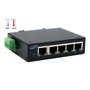 EXSYS 5-port industriel Ethernet-switch, 10/100 Mbps, DIN-skinne, -40° til +75°C EX-6200-T