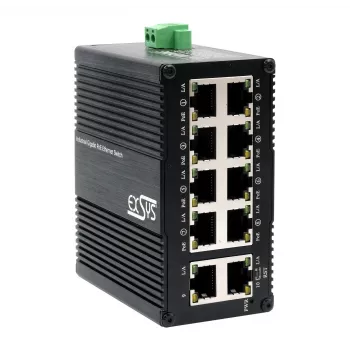 EXSYS Mini 10-port industriel Gigabit PoE+-switch, web-administreret (EX-62036MPOE)