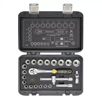 C.K Tools Ratchet Metric Socket Set, 23 Pieces, 3/8 inch (T4661)