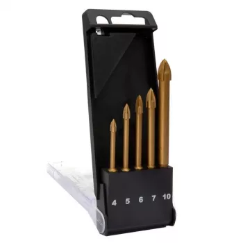 C.K Tools T3059 Glass Drill Bit Set, 5 Pieces (4-10 mm), Tungsten Carbide Tip, for Glass, Tile, Ceramic, Porcelain, Mirror