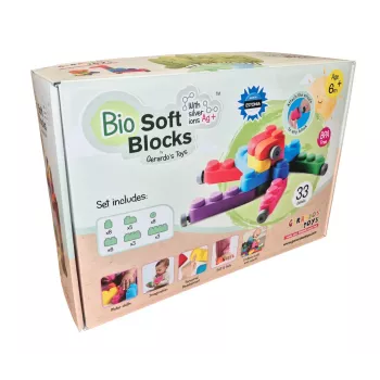 Gerardo's Toys bløde byggeklodser med hjul, 33 dele (25 byggeklodser + 8 hjuldele)