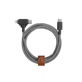 Native Union Belt Cable Duo USB-C til USB-C/Lightning flettet kabel 1,5 m sort