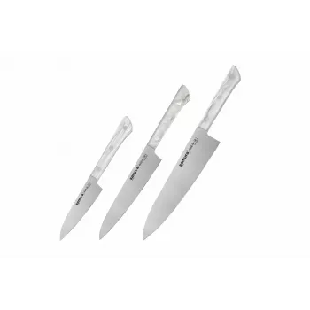 SAMURA Harakiri 3-delt køkkenknivsæt med akrylstander