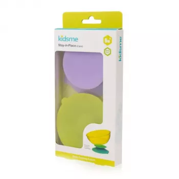 KIDSME Stay-in-Place sugeunderlag til skåle, flasker og kopper, 2-pak, lime & lavendel