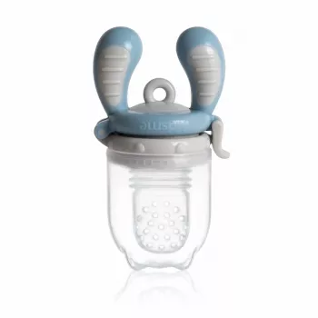 Kidsme Food Feeder Medium Azure – silikone baby frugt- & grøntsagsbidring, 4m+