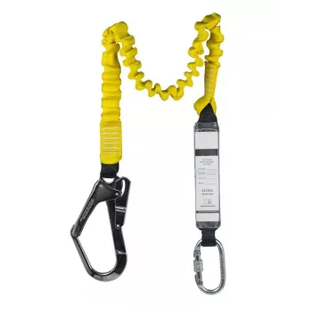C.K Tools T8008 Fall Arrest Lanyard with Energy Absorber, 2m, Single Leg, Steel Snap Hook and Scaffold Hook, EN 354/355/362