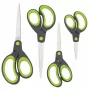 Rapesco Soft Grip saks-sæt, 4 dele, rustfrie klinger, ergonomiske greb, 21 cm/17 cm/13 cm/9 cm, sort/grå 1576