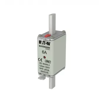 Eaton 6NHG0B NH-sikring med mekanisk indikator, størrelse NH0, 6 A, 500 V AC, gG, 3-pak