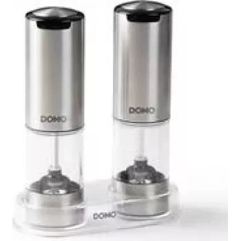 DOMO DO3102 genopladeligt elektrisk salt- og peberkværnsæt med LED-lys og keramisk kværn
