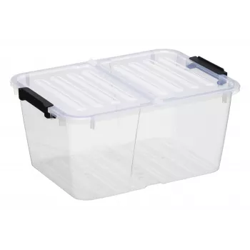 plast team HOME BOX FLEX 15L Storage Box with Foldable Lid, Recycled PP, 1 Piece 23010800
