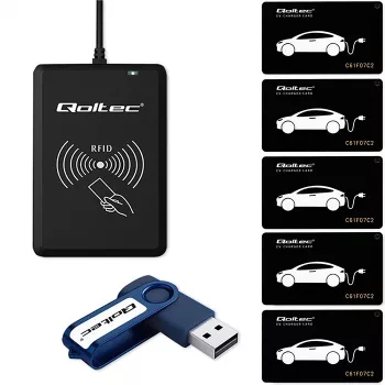 Qoltec Hotel EV System | EV-kortprogrammeringsenhed + software + 5 EV-kort