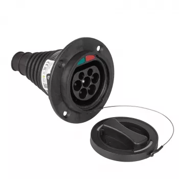 Akyga AK-SC-E26 Type-2-EV-ladestik (han), trefaset, 32 A, IP44, sort