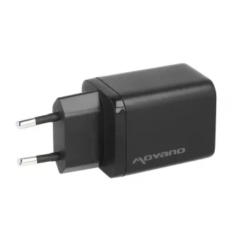 MOVANO GaN 45W USB-C PD + USB-A væglader (sort)