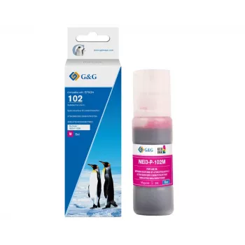 G&G | Ninestar kompatibel magenta blækflaske til Epson 102 (C13T03R340) - 70 ml, farvestofbaseret, EcoTank-serie