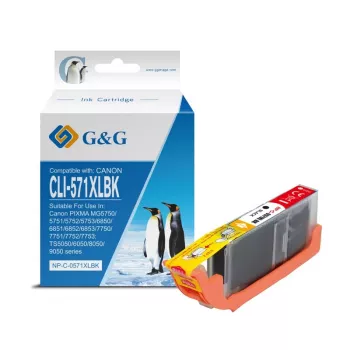 G&G kompatibel Canon CLI-571XLBK fotoprinter-blækpatron i fotosort med høj kapacitet (13856)