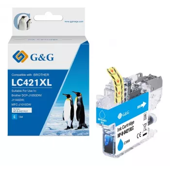 G&G kompatibel Brother LC421XLC blækpatron høj kapacitet cyan (500 sider)