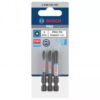 Bosch 2608522491 Phillips PH2 bitsæt, 3 stk., 25 mm, 1/4 inch sekskantsskaft