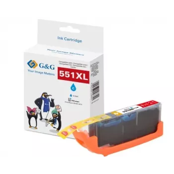 G&G XL blækpatron kompatibel med Canon CLI-551C XL (cyan, høj kapacitet) 14566