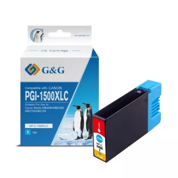 G&G kompatibel Canon PGI-1500XLC blækpatron med høj kapacitet, cyan (9229B001)