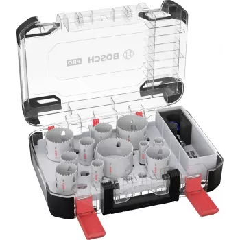 Bosch 2608594426 Progressor til træ og metal 11-delt hulsavssæt (20-76 mm) med Power Change-adaptere og pilotbor