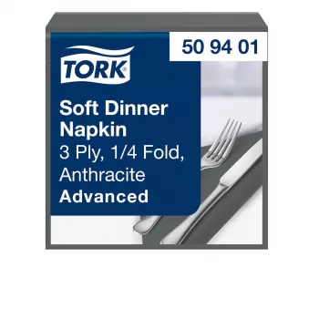 TORK Soft Dinner Advanced antracit 3-lags servietter 39 x 39,5 cm, 100 stk. (509401)