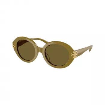 Tory Burch TY7210U dame cat-eye solbriller, mørkebrunt Havanna-stel, brune gradientglas, 53-18-145 mm, UV-beskyttelse TY7210U201073