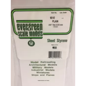 Evergreen 9010 polystyrenplade 300 x 150 x 0,25 mm, hvid, 4-pak