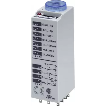 Finder Multifunktions-tidsrelæ 85.03.0.024.0000, 24V AC/DC, 3 CO, 16 funktioner, DIN-skinne