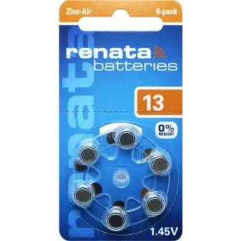 Renata ZA13.DP6 0HG Zink-luft høreapparatbatteri PR48, 1,4 V, 305 mAh, 6-pak