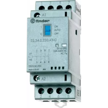 Finder modulær kontaktor 230V AC/DC 4NO 25A LED 22.34.0.230.4340