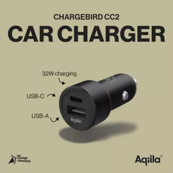 Aqiila CHARGEBIRD CC2 Biloplader sort, 32 watt (AQCCCC2CBI403)