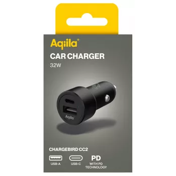 Aqiila CHARGEBIRD CC2 Biloplader sort, 32 watt (AQCCCC2CBI403)