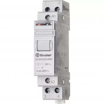 Finder 20 Serie impulsrelæ, 1NO+1NC, 20A, 24V AC-spole, DIN-skinne 202380244000