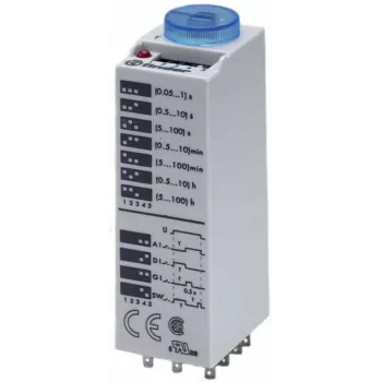 Finder 85.03.0.125.0000 Multifunktions-tidsrelæ, 1 CO 16A, 12-24V AC/DC, 0,05s-100h, DIN-skinne