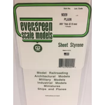 Evergreen polystyrenplade 300 mm x 150 mm x 0,13 mm, hvid, 3-pak (9009)