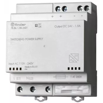 Finder 78.36.1.230.2402 switching-strømforsyning 36W 24V DC 1,5A DIN-skinne