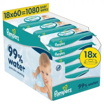 Pampers Aqua vådservietter til babyer, 18 pakker, 1080 stk