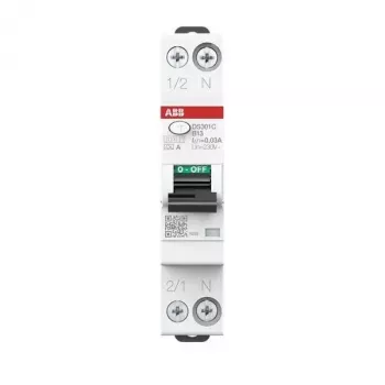 ABB DS301CA-B13/0.03 RCBO 1P+N 13A B-karakteristik 30mA 6kA Type A 2CSR255163R1135