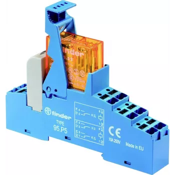 Finder 48.P6.9.024.4050 Interface-relæmodul, 24 V DC spole, 16 A SPDT kontakt, DIN-skinne-montering, LED-indikator