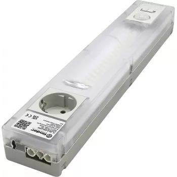 Finder LED-skalaskabslampe med Schuko-stikdåse, 6W, 1000lm, 4000K, hvid/transparent, 360mm 7L.55.8.230.4200