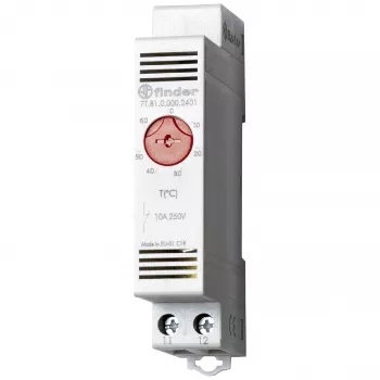Finder tavletermostat 7T.81.0.000.2402, 1 NC-kontakt, 250 V AC, 10 A, 0-60 °C, DIN-skinne