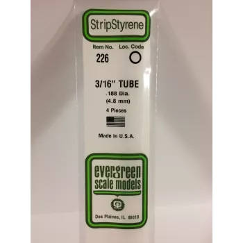 Evergreen 226 polystyrolrør 4,8 mm x 350 mm (4 stk.)