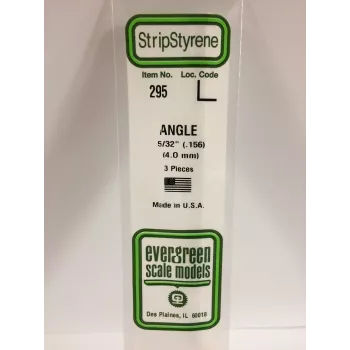 Evergreen polystyrol-L-profil 350 x 4 x 4 mm, 3 stk., hvid