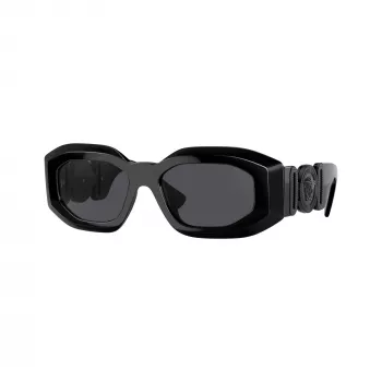 Versace VE4425U536087 herre rektangulære solbriller, transparent gråt stel, mørkegrå glas, 54-18-145