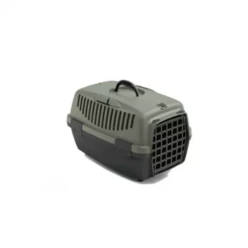 STEFANPLAST Gulliver 1 transportkasse til kæledyr med plastdør 48x32x31 cm grå/grøn